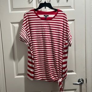 Chaps top  striped color red and white short Sleeves Size  XXL NWOT